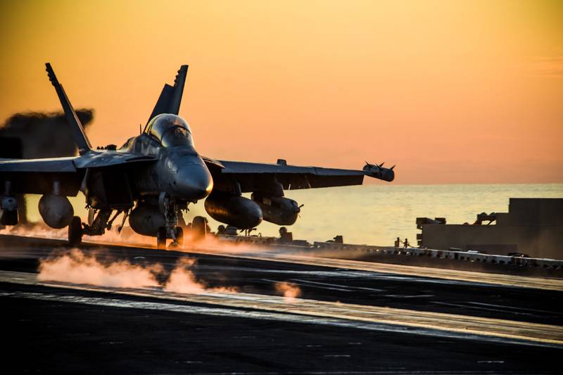 An EA-18G Growler takes off from the flight deck of the aircraft carrier USS Ronald Reagan (CVN 76) during Keen Sword 21 on Oct. 28, 2020, in the Philippine Sea.