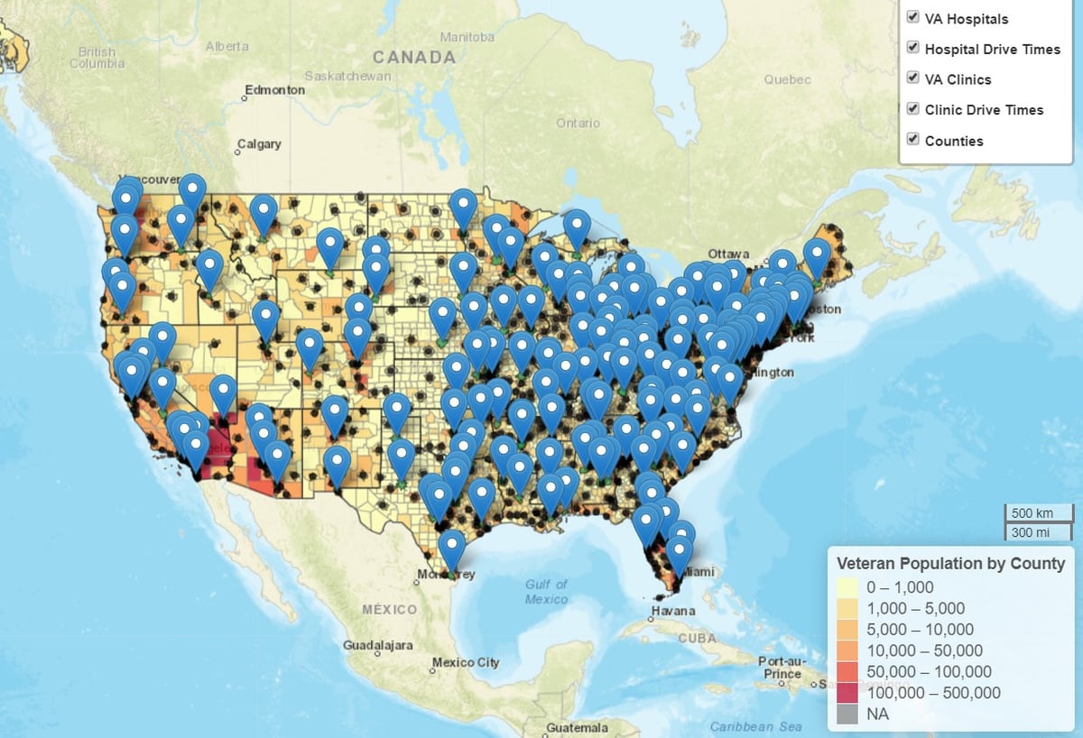 Are You A 30 Minute Drive From Your Nearest Va Medical Facility This Map Will Show You