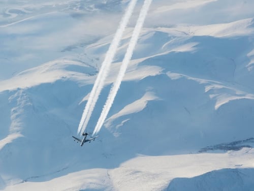 North American Aerospace Defense Command conducts an E-3 Sentry mission to the high Arctic supported by KC-135 Stratotankers. The mission was to demonstrate America and Canada's ability to detect threats through Arctic avenues of approach to North America. (North American Aerospace Defense Command)