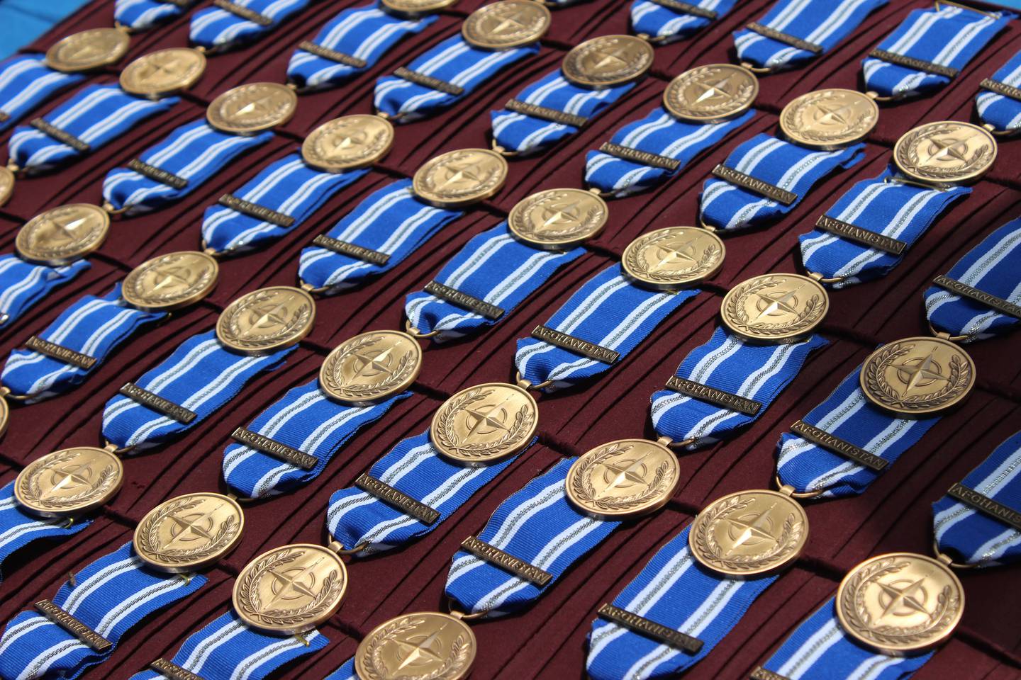 Resolute Support personnel receive NATO medals on April 27, 2016.