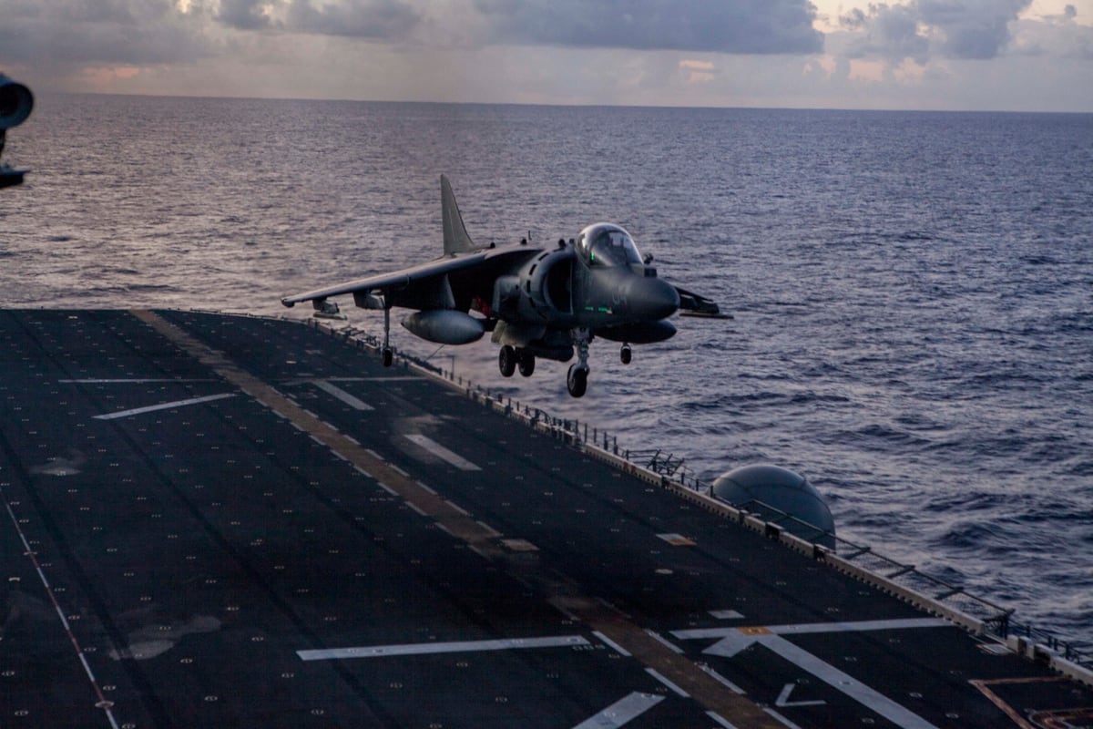 Marine Harrier Damaged After Emergency Ship Landing
