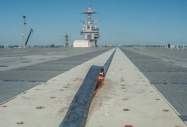 Navy officials say that most of the bugs have been worked out with the Electro Magnetic Aircraft Launch System and other new technologies onboard the new aircraft carrier Gerald R. Ford. (Mark D. Faram/Staff)