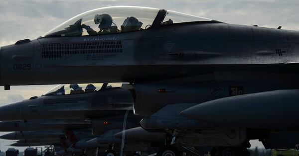 A pilot from the 480th Fighter Squadron conducts a pre-flight check at Krzesiny Air Base, Poland, in September 2017. The squadron was supporting Operation Atlantic Resolve. (Staff Sgt. Jonathan Snyder/Air Force)