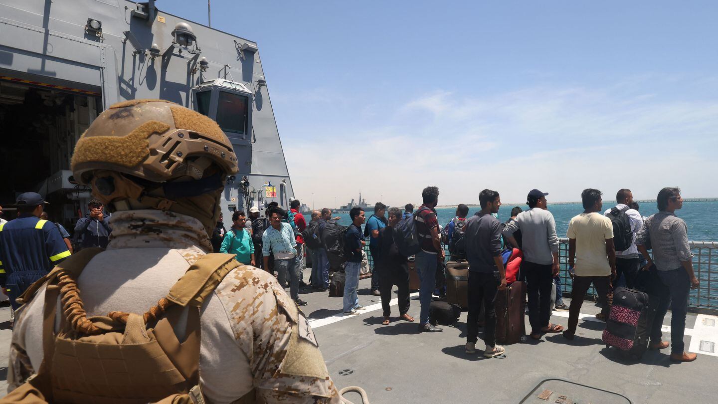 Evacuees from Sudan arrive in Jeddah onboard a Saudi vessel on April 30, 2023. (Fayez Nureldine/AFP via Getty Images)