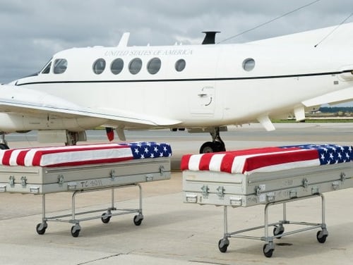 Repatriation of Mexican-American War remains arrived Sept. 28, 2016, in a dignified transfer at Dover Air Force Base. (Roland Balik/Air Force)