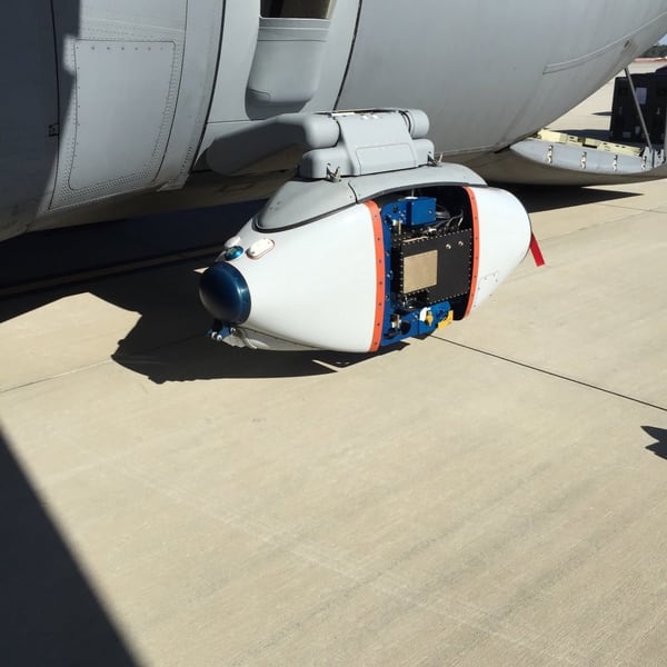 A photo taken of a C-130 equipped with a modular kit that allows it to detect nuclear particles. This version of the equipment was tested in 2015 at Hurlburt Field in Florida, said Quinton McGuire, a former U.S. Air Force loadmaster. (Quinton McGuire)
