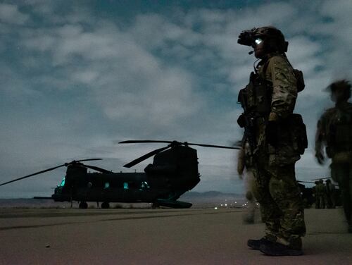 U.S. special operations service members conduct combat operations in support of Operation Resolute Support in Southeast Afghanistan, April 2019. RS is a NATO-led mission to train, advise, and assist the Afghan National Defense and Security Forces and institutions. (Sgt. Jaerett Engeseth/Army)