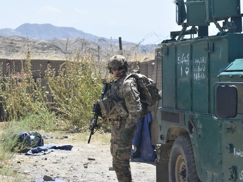 Advisors from the 2nd Security Force Assistance Brigade observe an Afghan-led operation during their 2019 deployment to Afghanistan. (Maj. Jonathan Camire/Army)