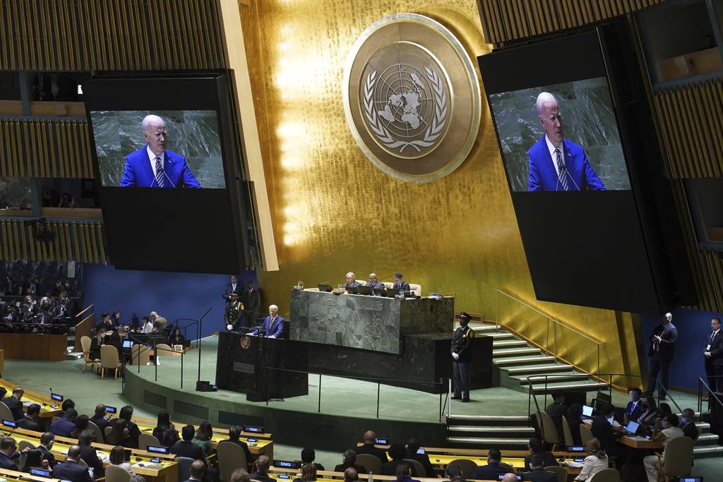 President Joe Biden addresses the 78th United Nations General Assembly in New York, Tuesday, Sept. 19, 2023.