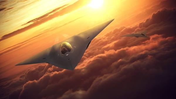 This rendering of a Next Generation Air Dominance aircraft, by Lockheed Martin, shows a tailless stealthy future fighter. (Lockheed Martin)