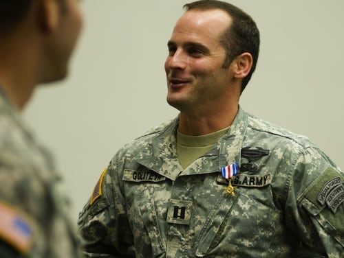 Maj. Matthew Golsteyn is pictured here as a captain during his 2011 Silver Star Medal ceremony at Fort Bragg, North Carolina. (Army)