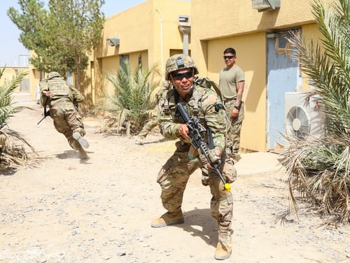 جنود يدربون قوات الأمن الأفغانية في قندهار.  إن الانسحاب المعلن إلى 2500 جندي في أفغانستان سينهي هذه المهمة فعليًا (الرقيب نيزا كانفيلد / الجيش)