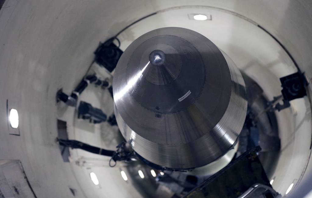 An inert Minuteman III missile is seen in a training launch tube at Minot Air Force Base, N.D., June 25, 2014.