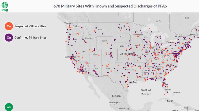 Here S The Latest Count Of Suspected Bases With Toxic Forever Chemicals In The Water