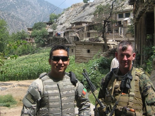 Afghan interpreter Hakimi Quadratullah (left) and then-Marine Lt. Col. Ty Edwards in Afghanistan. (Photo courtesy of Ty Edwards).