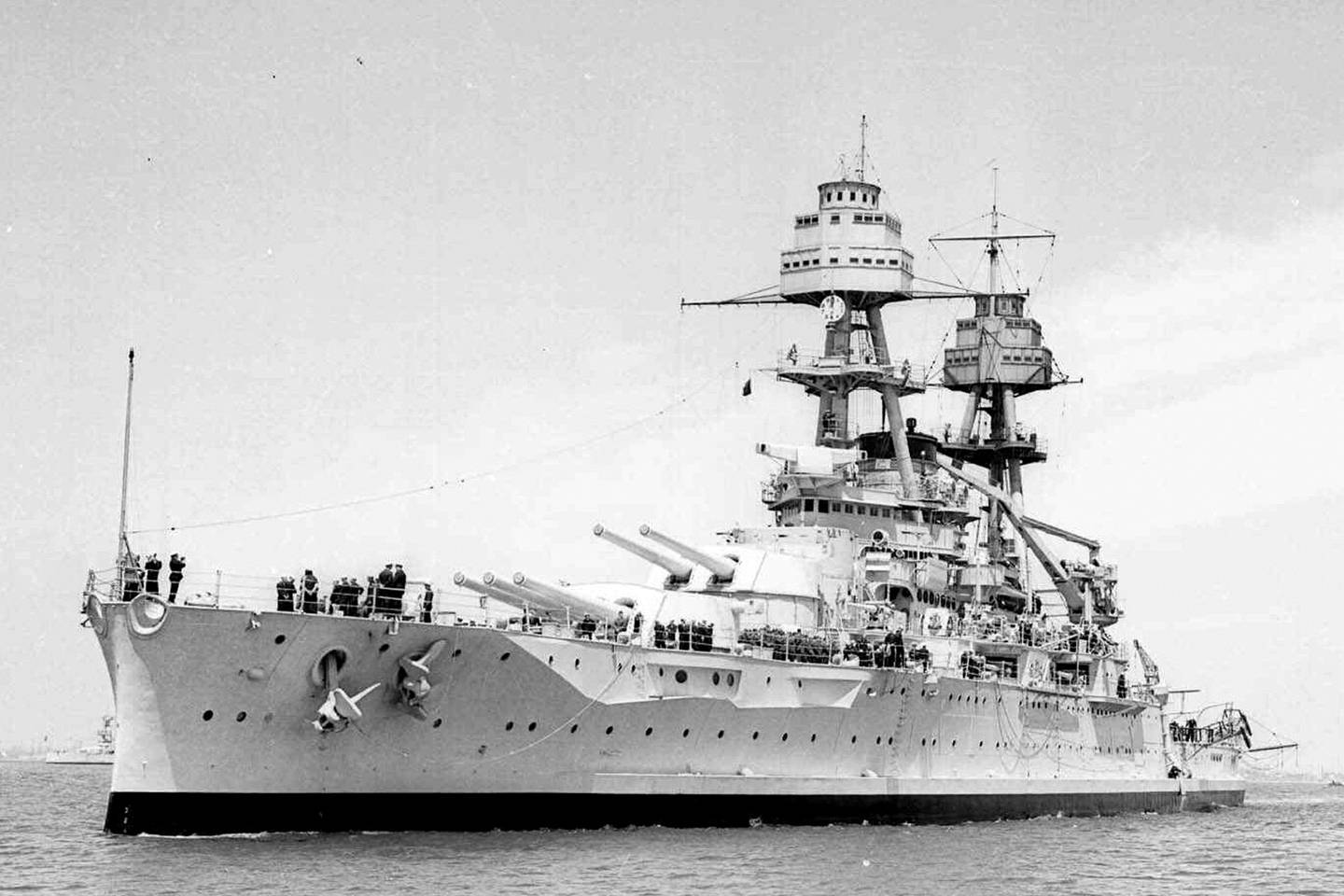 This April 1938 photo shows the USS Oklahoma.