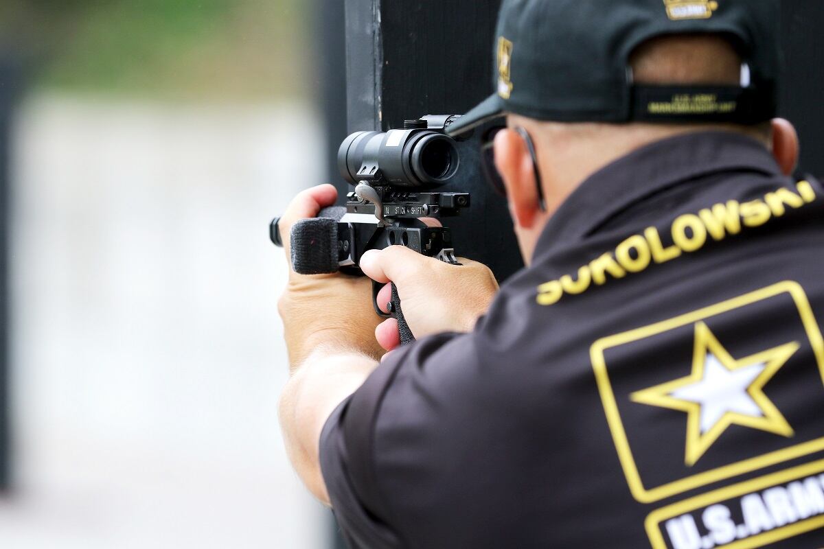 Army shooter makes history in national action pistol shooting match