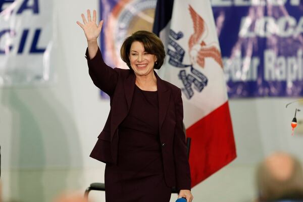 Democratic presidential candidate Sen. Amy Klobuchar arrives to speak at a fund-raising fish fry in Iowa on Nov. 2, 2019. (Charlie Neibergall/AP)