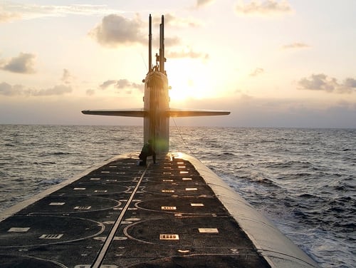 In this Jan. 9, 2008, photo, the Ohio-class ballistic-missile submarine USS Wyoming approaches Naval Submarine Base Kings Bay, Ga. (Lt. Rebecca Rebarich/Navy via AP)