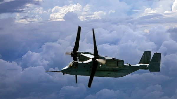 An MV-22B Osprey soars over the Pacific Ocean. Despite its troubled start, aviation officials say the aircraft now has a strong safety record. (Staff Sgt. Zachary Dyer/Marine Corps)