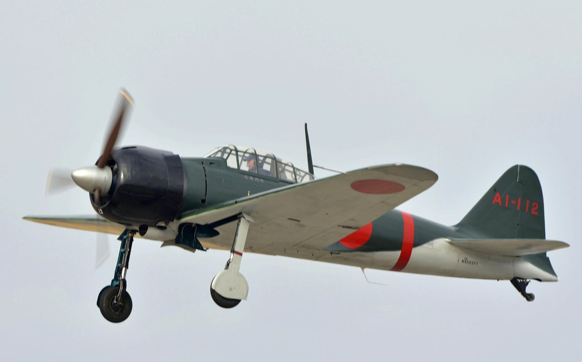 World War Ii Zero Fighter Flies Over Japan