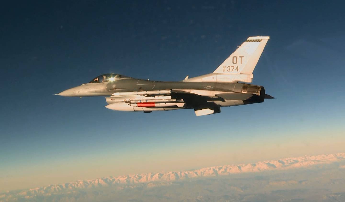 An Air Force F-16C dropped an inert B61-12 during a development flight test by the 422nd Flight Test and Evaluation Squadron at Nellis Air Force Base, Nevada, on March 14, 2017. The test is part of a life-extension program for the bomb to improve its safety, security and reliability. (Staff Sgt. Brandi Hansen/Air Force)