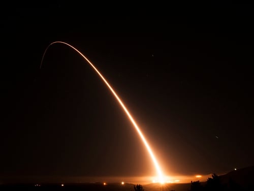 An unarmed Minuteman III intercontinental ballistic missile launches during an operational test at 11:01 Pacific Standard Time Tuesday, Nov. 6, 2018, at Vandenberg Air Force Base, Calif. (Tech. Sgt. Jim Araos/Air Force)