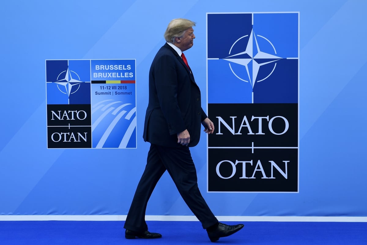 Image result for IMAGES OF TRUMP AT 2018 NATO MEETING
