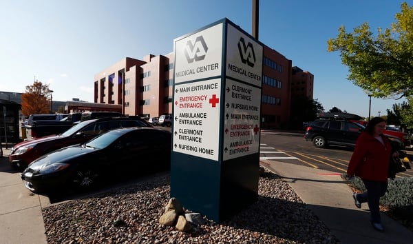 The exterior of the Veterans Affairs Department hospital is shown in east Denver on Oct. 4, 2017. On Wednesday, House lawmakers approved a veterans legislative package which includes a review of department medical facilities and an overhaul of VA community care programs. (David Zalubowski/AP)
