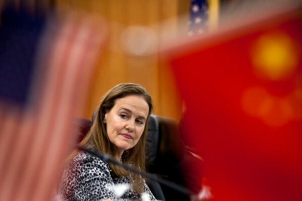 Then-U.S. Under Secretary of Defense for Policy Michele Flournoy arrives for a bilateral meeting with her Chinese counterpart on Dec. 7, 2011, in Beijing, China. (Andy Wong/Getty Images)