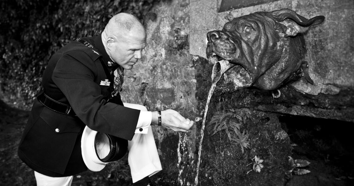 This photo of Gen. Neller drinking from the devil dog fountain will motivate you