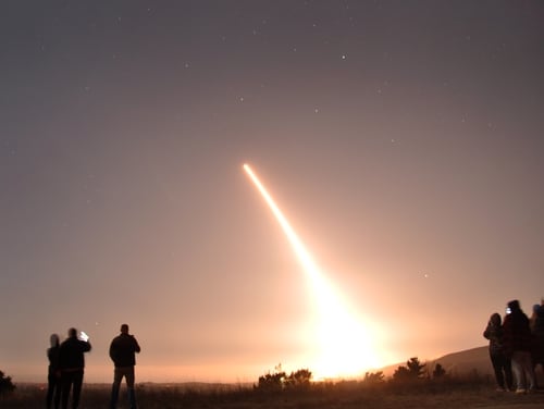 An Air Force Global Strike Command unarmed Minuteman III intercontinental ballistic missile launches during an operational test on Oct. 29, 2020, at Vandenberg Air Force Base, California. (Air Force)