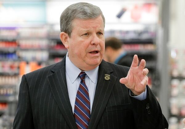 In this May 24, 2017, photo, Tom Shull, CEO of the Army & Air Force Exchange Service, talks to the media while inside the Exchange, at Offutt Air Force Base, Neb. (Nati Harnik/AP)