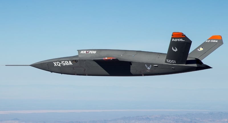 The XQ-58A Valkyrie demonstrator, a long-range, high subsonic unmanned air vehicle completed its inaugural flight March 5, 2019, at Yuma Proving Grounds, Arizona. (DoD)