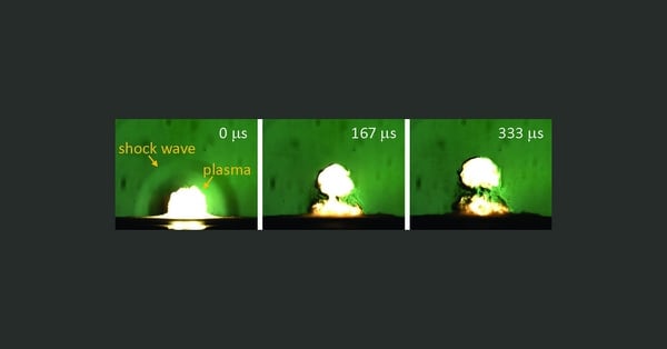 The resulting shock wave, shown in the first frame, can give researchers a good idea of an explosive's volatility. (U.S. Army)