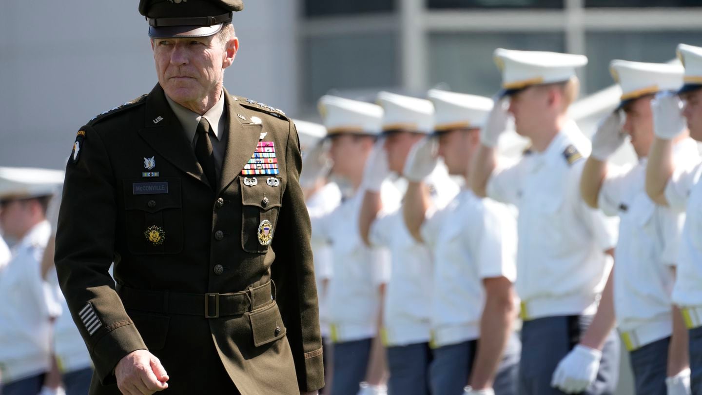 Gen. James C. McConville, the Army chief of staff, arrives for the graduation ceremony at the U.S. Military Academy at West Point May 27. (Bryan Woolston/AP)