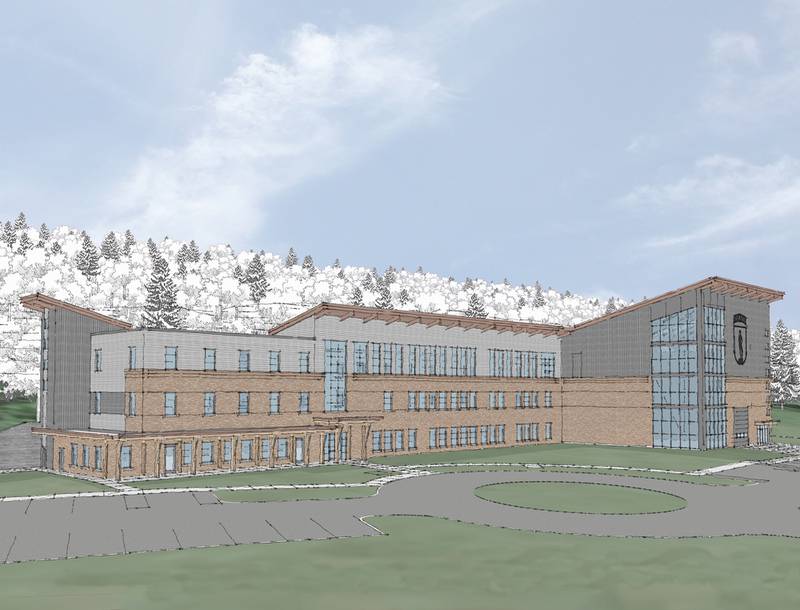 A rendition depicts the design of the $27 million Army Mountain Warfare School, which broke ground Nov. 5, 2020, at the Camp Ethan Allen Training Site in Jericho, Vt. The facility is scheduled be complete in April 2022.