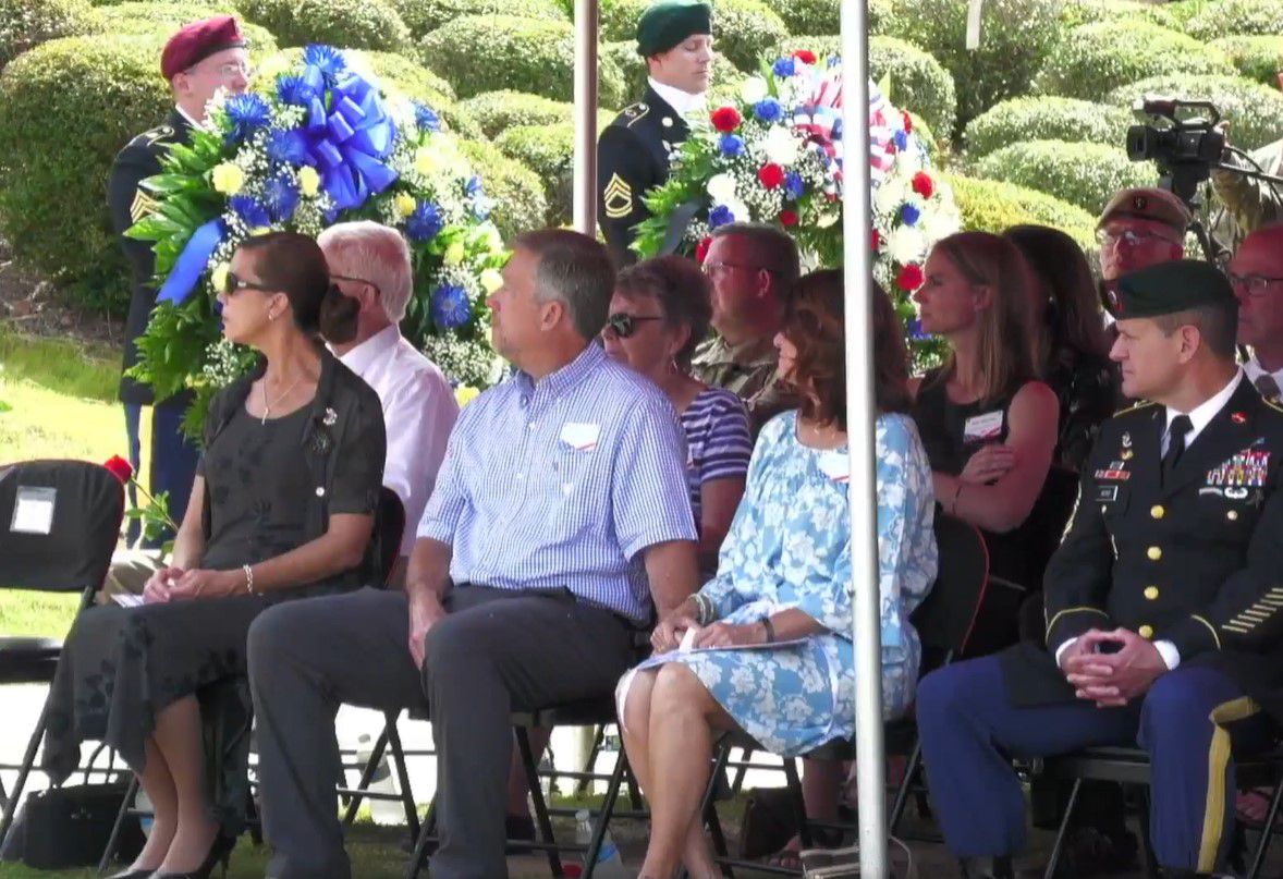 Held at USASOC’s Memorial Plaza on Fort Bragg, North Carolina, Knauss’ name was added to the Memorial Wall of Honor in a ceremony attended by his family and other Gold Star families, May 26, 2022. (Screenshot/Facebook)