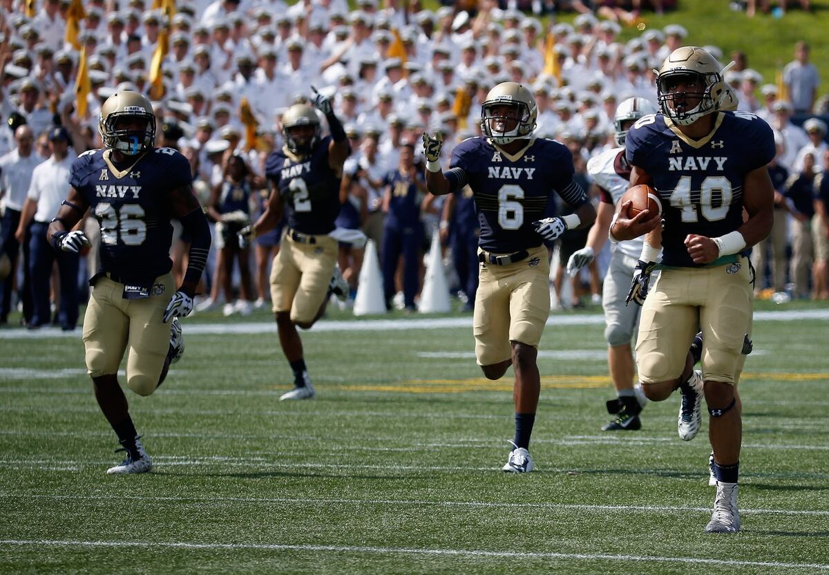 Football Navy Runs Past Colgate 48 10