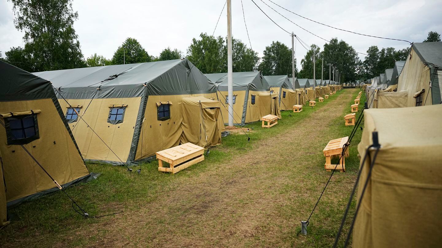 A view of the Belarusian camp on July 7, 2023. (Alexander Zemlianichenko/AP)