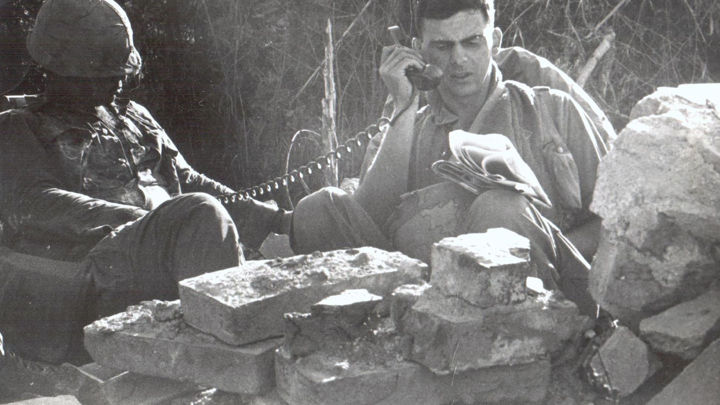 FedEx founder Frederick Smith (right) is shown in Vietnam during his tours with the Marine Corps there. Capt. Smith was discharged in 1969 after earning a Silver Star, a Bronze Star, and two Purple Hearts. (Courtesy of Frederick Smith)