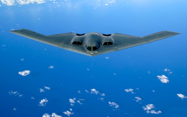 A B-2 Spirit soars after a refueling mission over the Pacific Ocean on Tuesday, May 30, 2006. The B-2, from the 509th Bomb Wing at Whiteman Air Force Base, Mo., is part of a continuous bomber presence in the Asia-Pacific region.