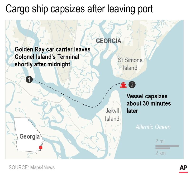 Investigation Begins Into How Cargo Ship Ended On Its Side