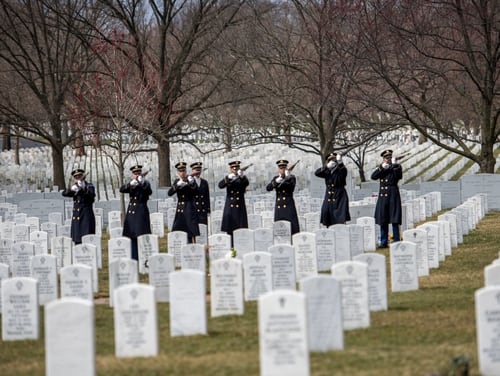 Soldiers assigned to the 3d U.S. Infantry Regiment (The Old Guard), participate in a funeral at Arlington National Cemetery in Virginia on March 22, 2019. (Sgt. Nicholas T. Holmes/Army)