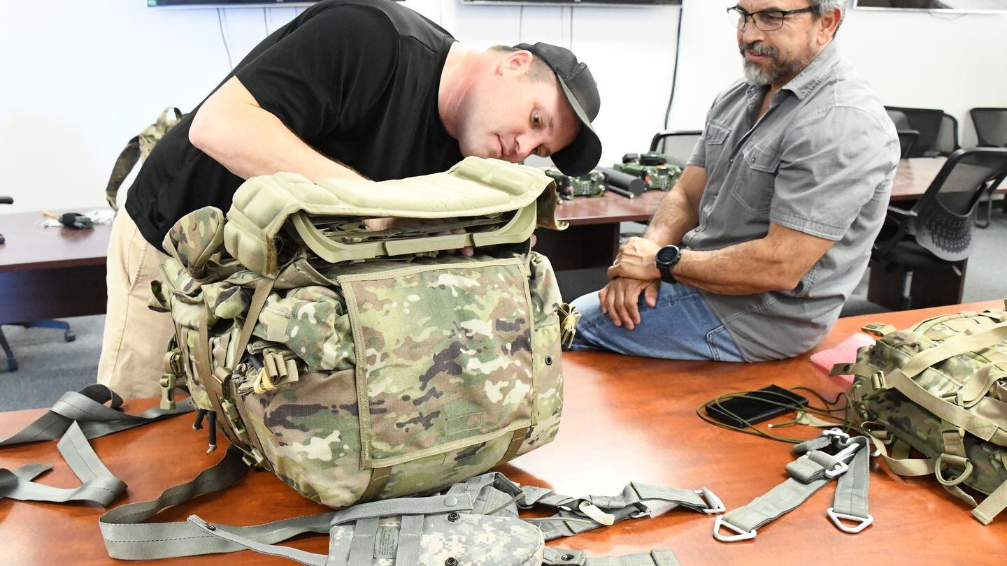 Modifications to the Radio Carrier Rucksack allow better access if the radio needs to be carried and operated inside the bag as well as improved stowage, access for radio ancillary and mission equipment. (Ana Henderson/Army)