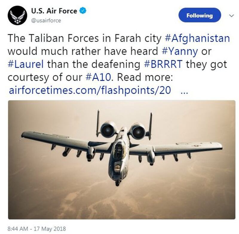 Air Force Apologizes Yanks Yanny Laurel Tweet About A 10s In Afghanistan