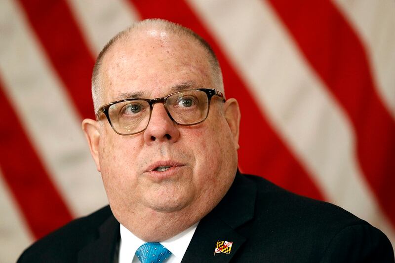 Maryland Gov. Larry Hogan delivers remarks before signing a series of bills at a ceremony in Annapolis, Md., April 10, 2018. (Patrick Semansky/AP)