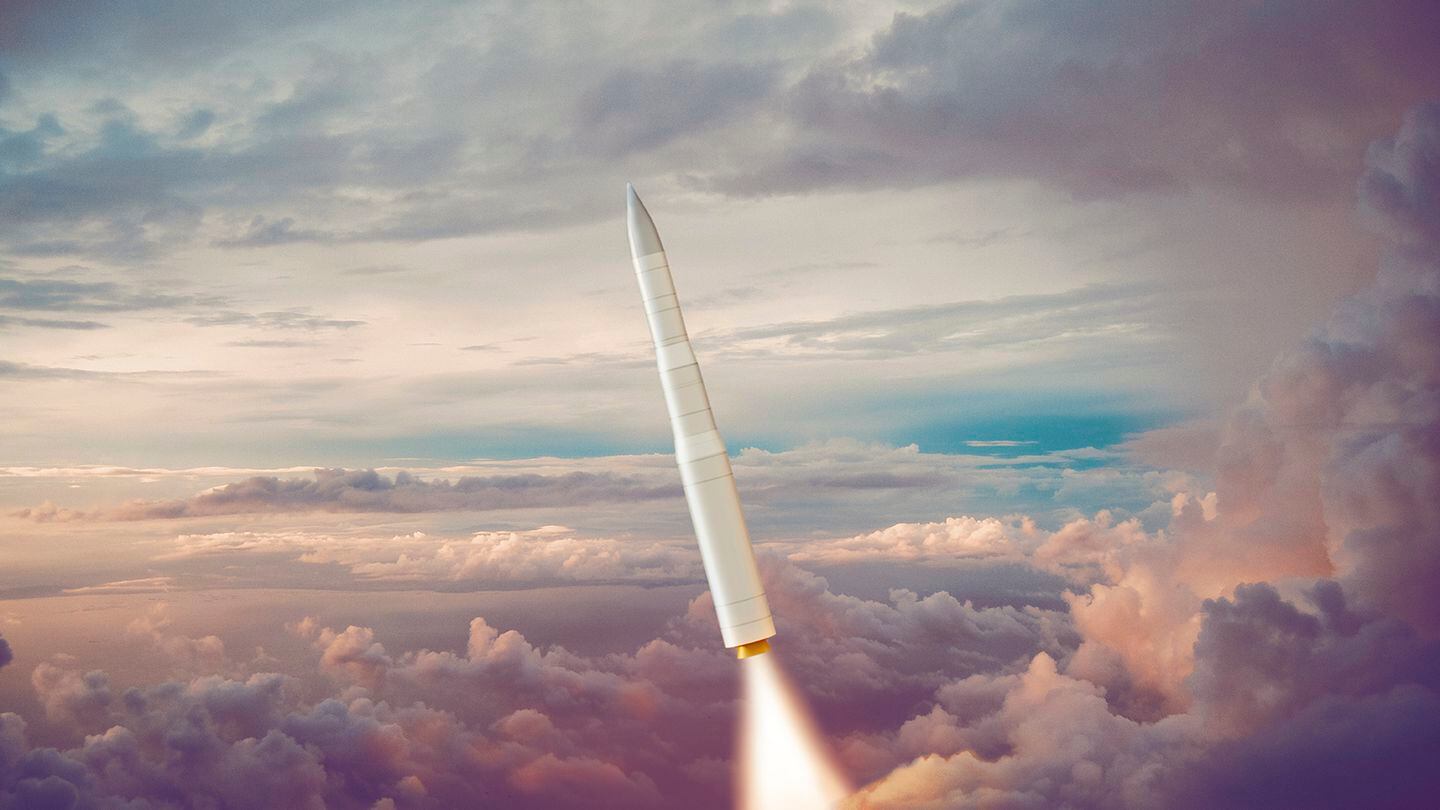 Concept art shows the LGM-35 Sentinel, the name the U.S. Air Force chose for its planned next-generation intercontinental ballistic missile. (Courtesy of Northrop Grumman)