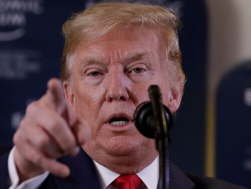 President Donald Trump speaks during a news conference at the World Economic Forum in Davos, Switzerland, Wednesday, Jan. 22, 2020. (Evan Vucci/AP)