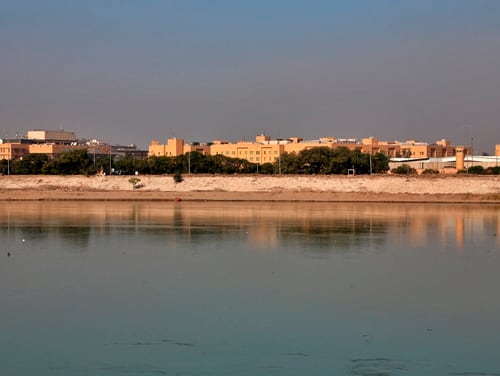 In this Jan. 3, 2020, file photo, the U.S. Embassy is seen across the Tigris River in Baghdad, Iraq. (Khalid Mohammed/AP)